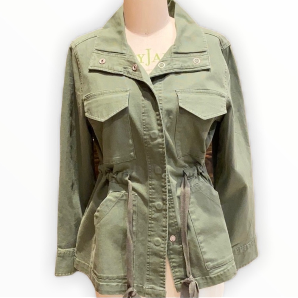 Anthropology Sanctuary liberty Military Jacket Army Green